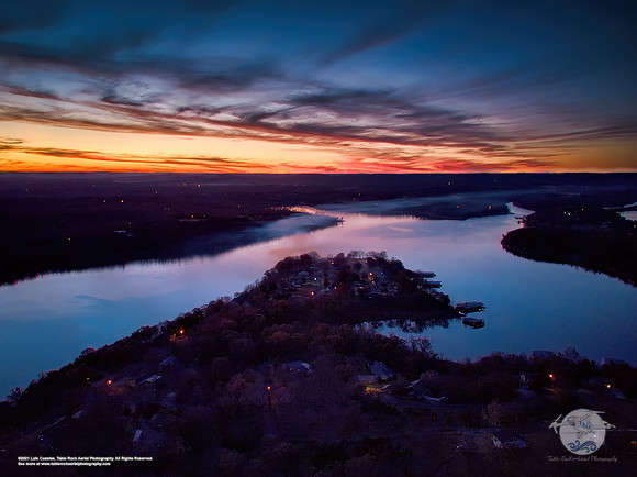 Sunset over Twin Rivers, Shell Knob on Table Rock Lake