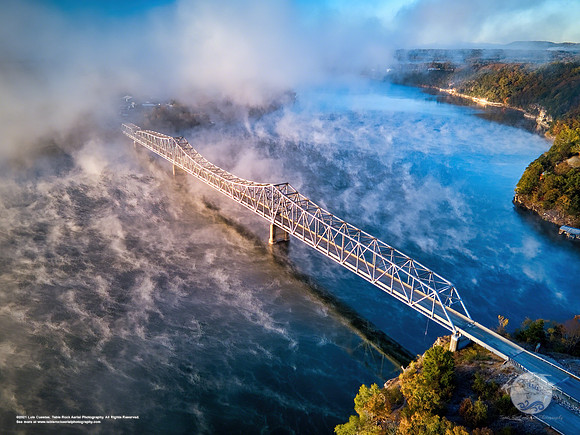 Colorful Fog Sunrise on Shell Knob Bridge